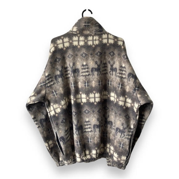 Vintage Grey & White Reindeer Patterned Fleece XL - Picture 2 of 8